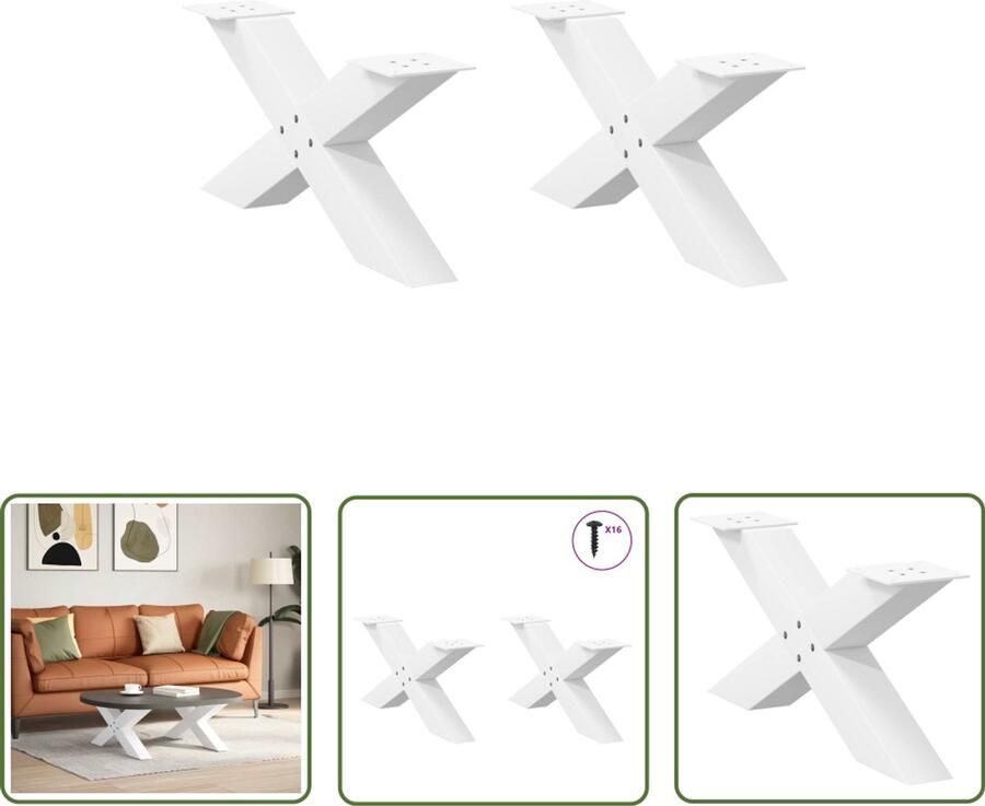 The Living Store Salontafelpoten 2 st X-vormig 70x(30-31) cm staal wit Salontafel Potten Metalen Tafelpoten Witte Tafelpoten X-vormige Tafelpoten Salontafel Onderstel