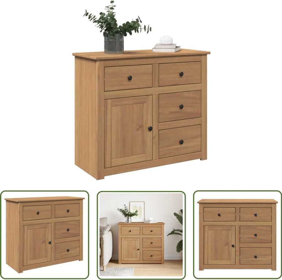 The Living Store Dressoir met lades Panama 93x40x80 cm massief grenenhout Dressoir Houten Dressoir Grenshout Dressoir Vintage Dressoir Salontafel
