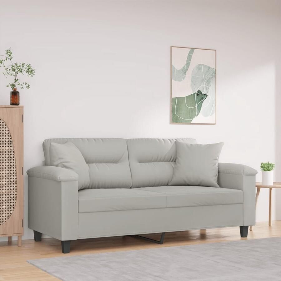 The Living Store 2-zitsbank microvezel lichtgrijs 170 x 77 x 80 cm Stevig metalen frame Tweezitsbank Microfiber Sofa Grijze Bank Banksofa Lounge Stoel