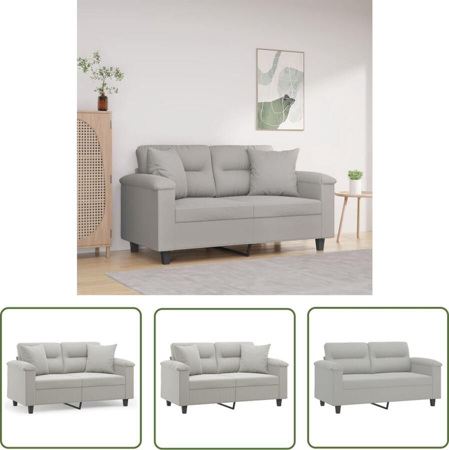 The Living Store Moderne 2-zitsbank lichtgrijs 150 x 77 x 80 cm Duurzame microvezel Tweezitsbank Microvezel Sofa Grijze Bank Moderne Bank Lounge Bank