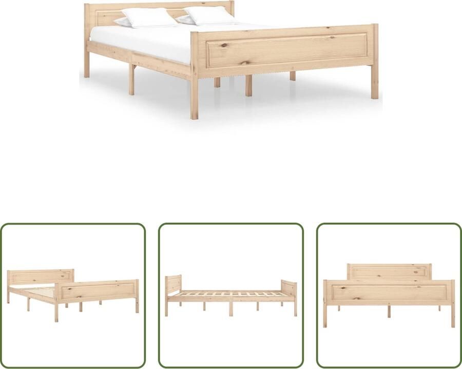 The Living Store Houten Bedframe Modern en Cool Bed Afmeting- 206 x 146 x 63 cm Ken- Massief Grenenhout Houten Bed Frame Modern Bed Design Bed Tweepersoons Bed Massief Hout Bed