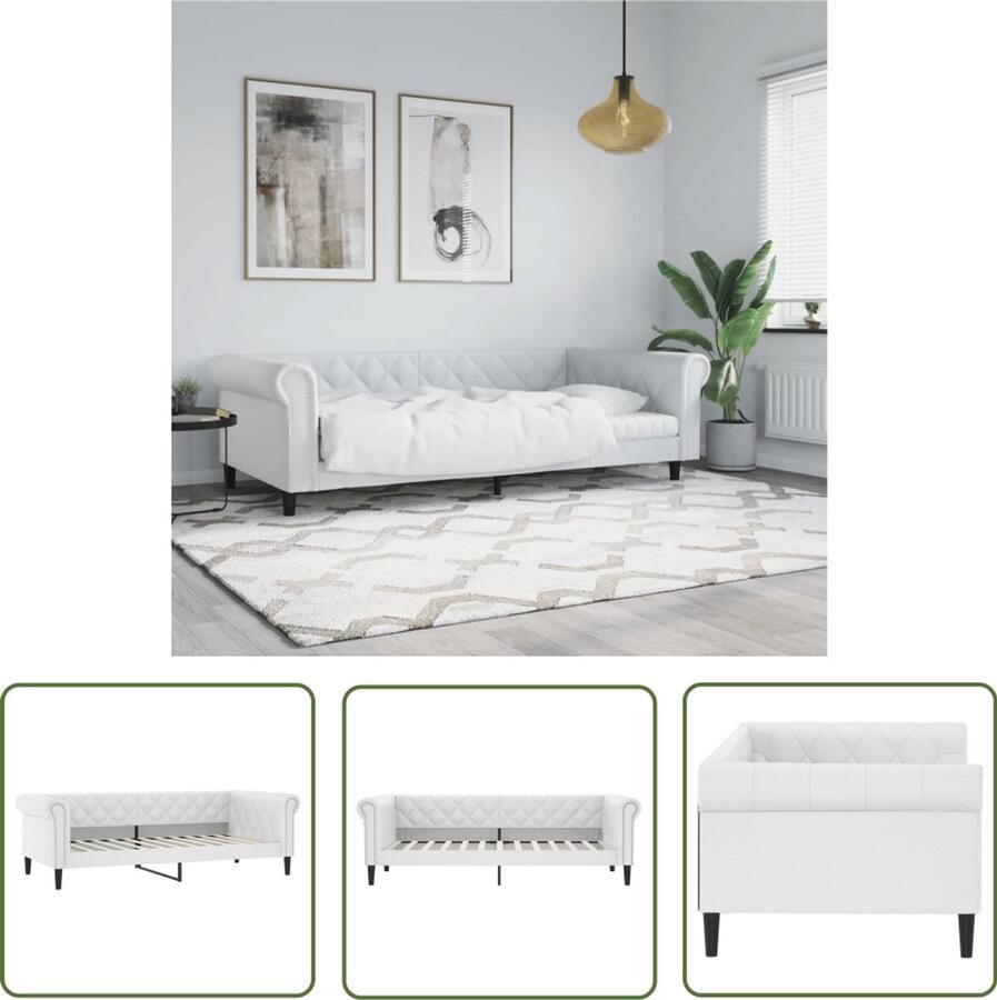 VidaXL Slaapbank 80x200 cm kunstleer wit Slaapbank Modern Meubilair Wit Meubel Kunstleder Sofa Multifunctionele Bank