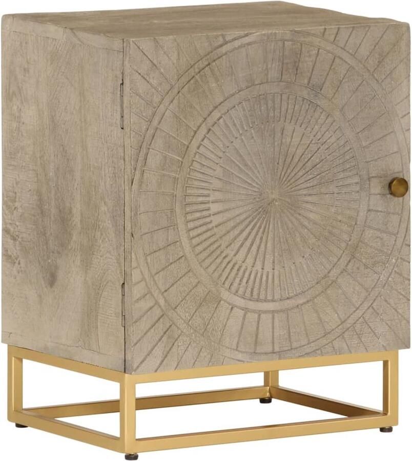 The Living Store Nachtkastje 40x30x50 cm massief mangohout en ijzer Nachtkastje Bijzettafel Mangohout Houten Meubilair Industrieel Design - Foto 4