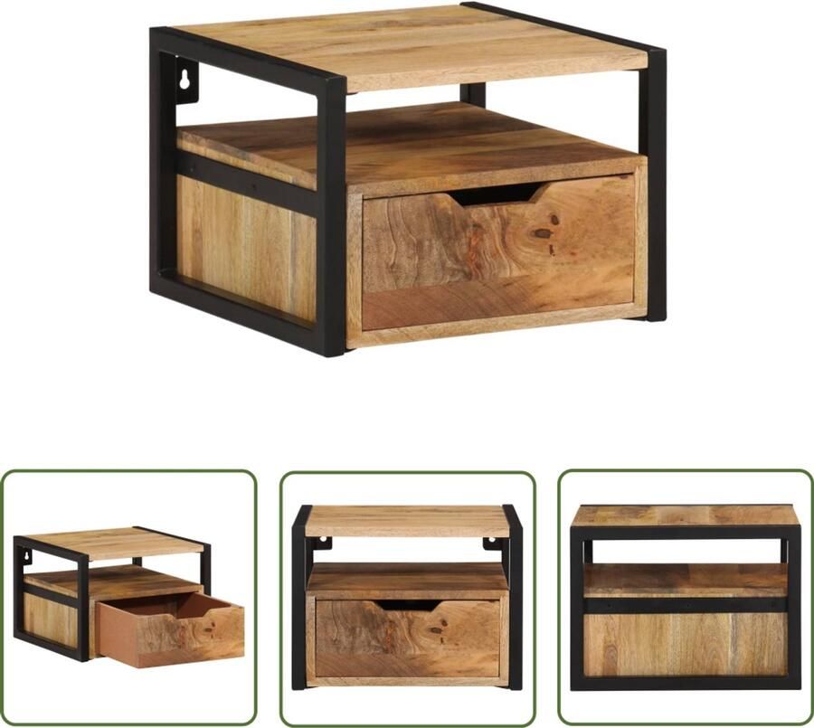 The Living Store Nachtkastje wandgemonteerd 35x35x25 cm massief acaciahout Wandlamp Nachtlamp Houten Kast Badkamermeubilair Slaapkamervloer