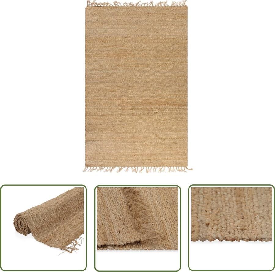 The Living Store Jute Vloerkleed 120 x 180 cm Handgeweven Naturel kleur Jute Vloerkleed Natuurlijk Vloerkleed Handgeweven Vloerkleed Beige Vloerkleed Living Room Vloerkleed