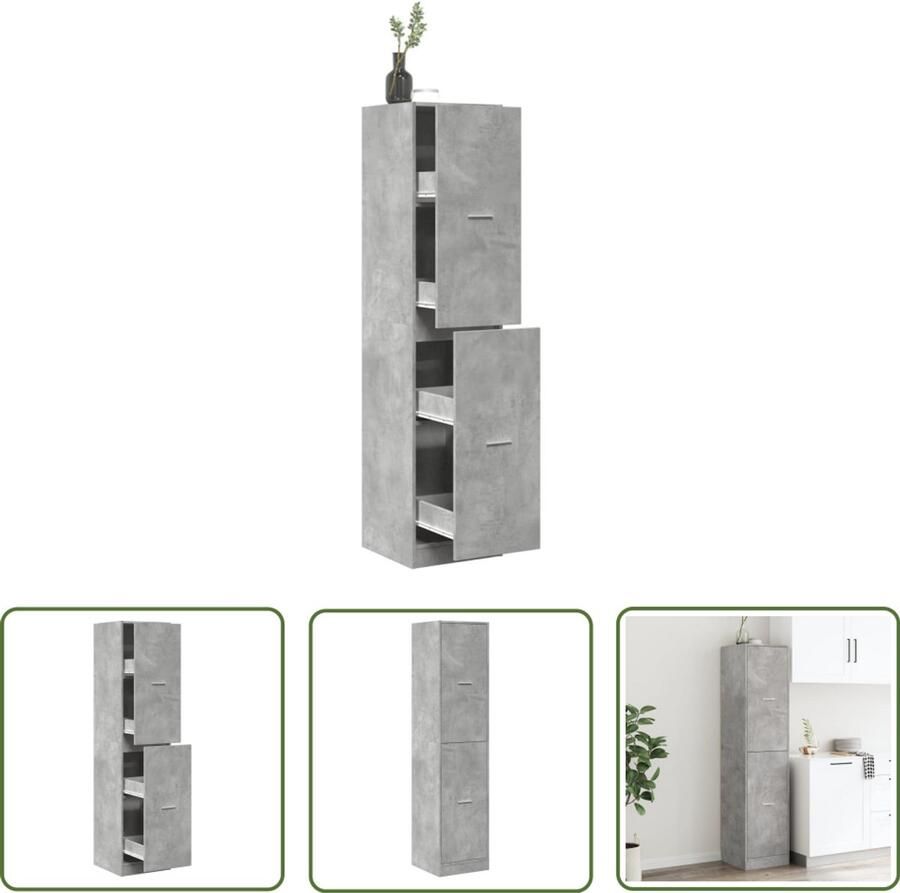 VidaXL Opbergkast Apotheker Kast Apothekerskast 40x41x174 5 cm bewerkt hout betongrijs Boekenkast Houten Kast Vintage Kast