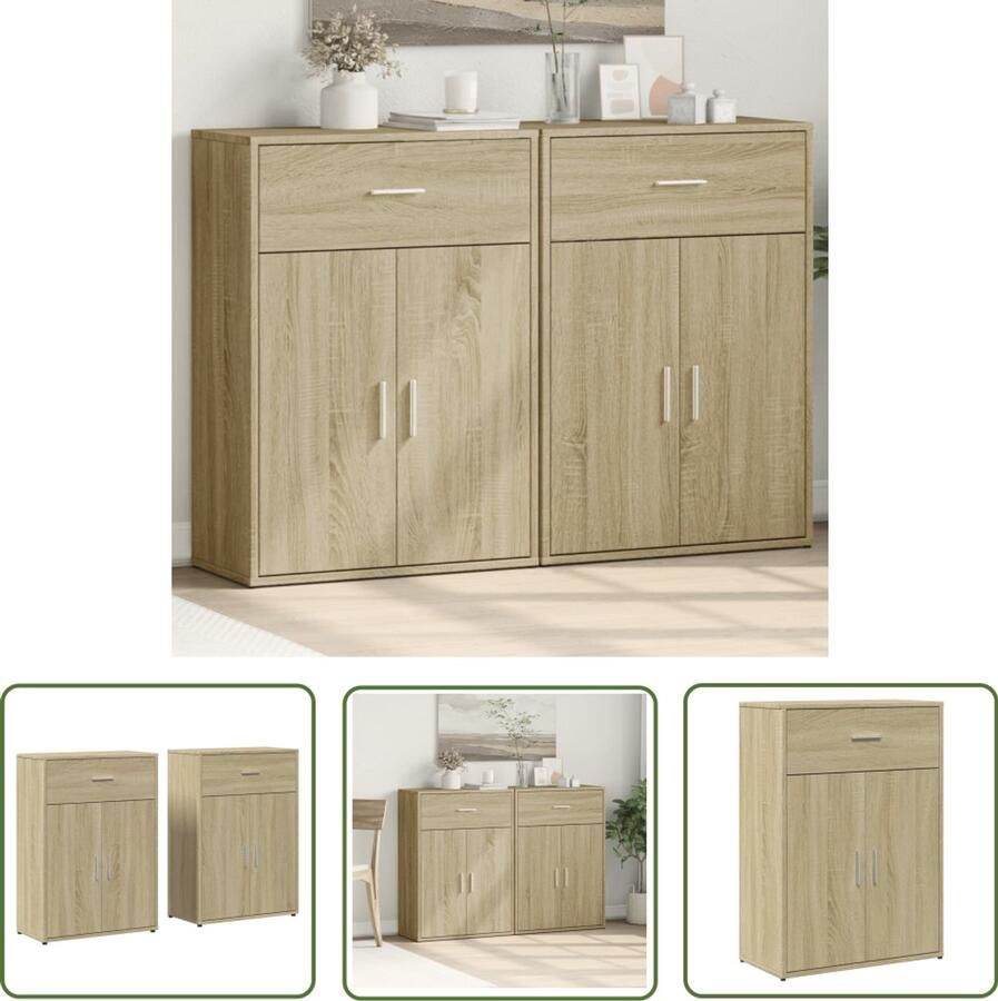 VidaXL Opbergkast Dressoir Dressoirs 2 st 60x30x84 cm bewerkt hout sonoma eikenkleurig Salontafel Houten Meubels Bruine Meubelen
