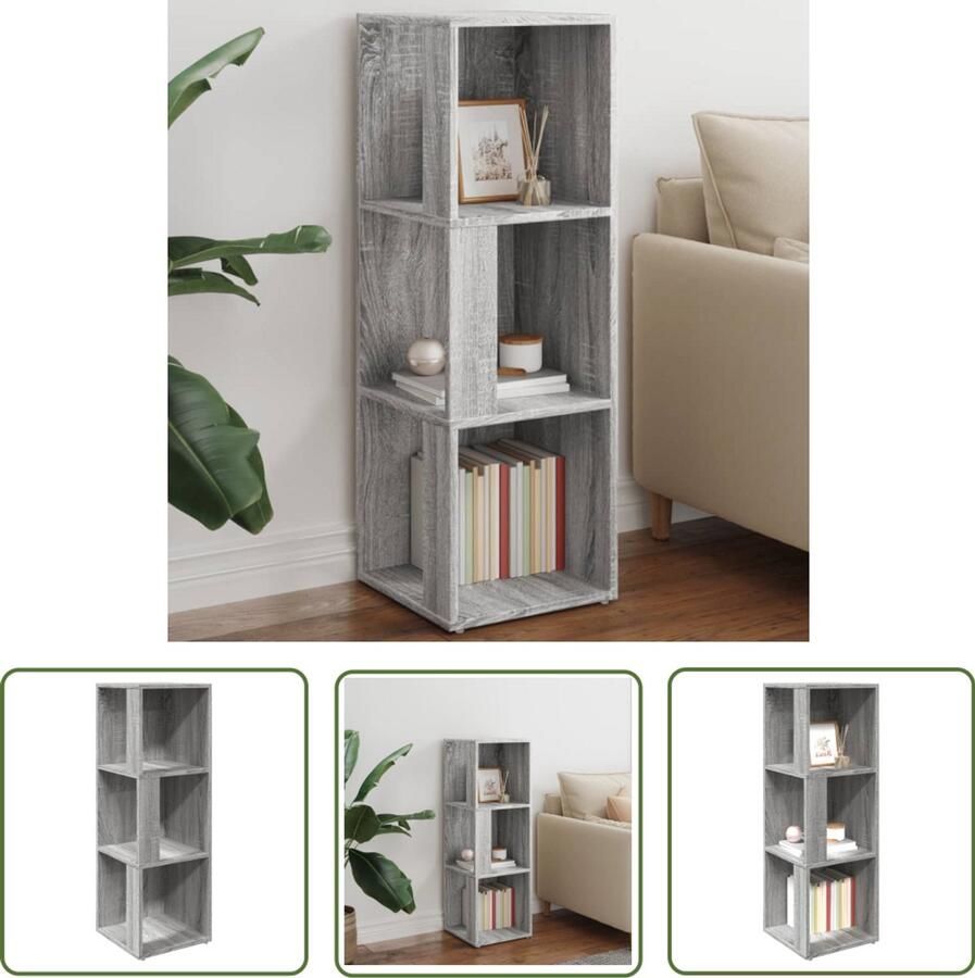 The Living Store Hoekkast 33x33x100 cm bewerkt hout grijs sonoma eikenkleurig Hoekkast Opbergkast Houten Kast Grijze Kast Salontafel