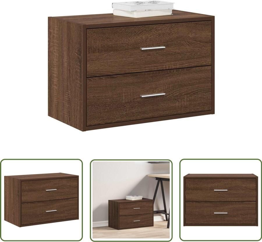 VidaXL Opbergkast Kasten Kast met 2 lades 60x31x40 cm bewerkt hout bruin eikenkleurig Houten Kast Bruine Eiken Kast Met Lades