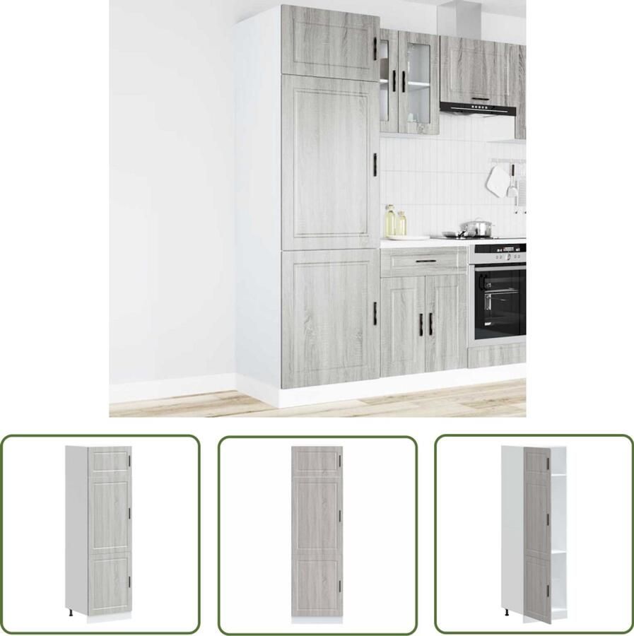VidaXL Keukenkast Porto bewerkt hout grijs sonoma eiken Keukenkast Opbergruimte Houten Kast Grijze Keuken Sonoma Eiken