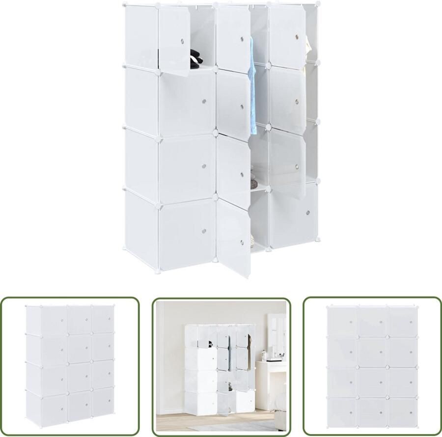 The Living Store Opbergmeubel met 12 vakken en ophangstangen polypropeen Opbergbox Opbergsysteem Kast Organisatie Kledingkast