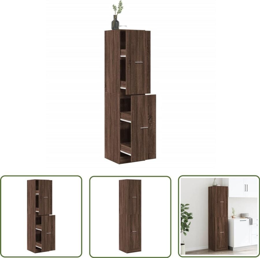 VidaXL Apothekerskast 40x41x174 5 cm bewerkt hout bruin eikenkleurig Apothekerkast Opslagkast Houten Kast Vintage Kast Badkamerkast