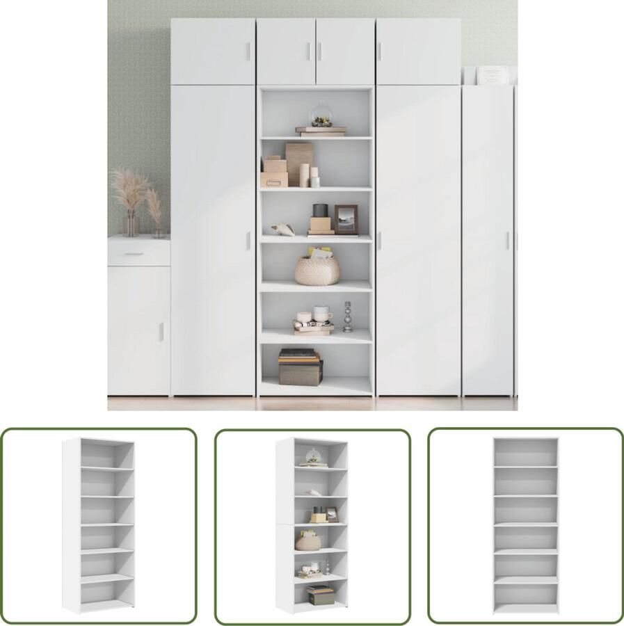 The Living Store Hoge kast 70x41x185 cm bewerkt hout wit Opbergkast Scandinavisch Design Houten Kast Wit Kast Hoge Kast