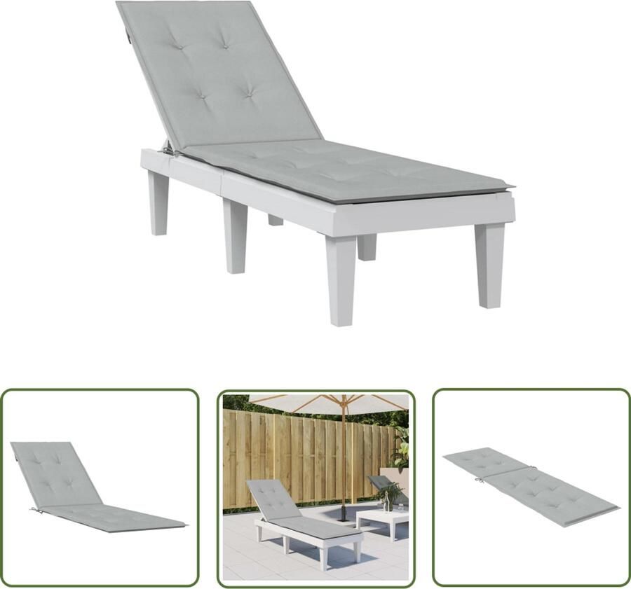 VidaXL Terrasstoelkussen (75+105)x50x3 cm stof gemêleerd lichtgrijs Terrasstoel Kussen Outdoor Kussen Balkon Kussen Tuinkussen Zitkussen