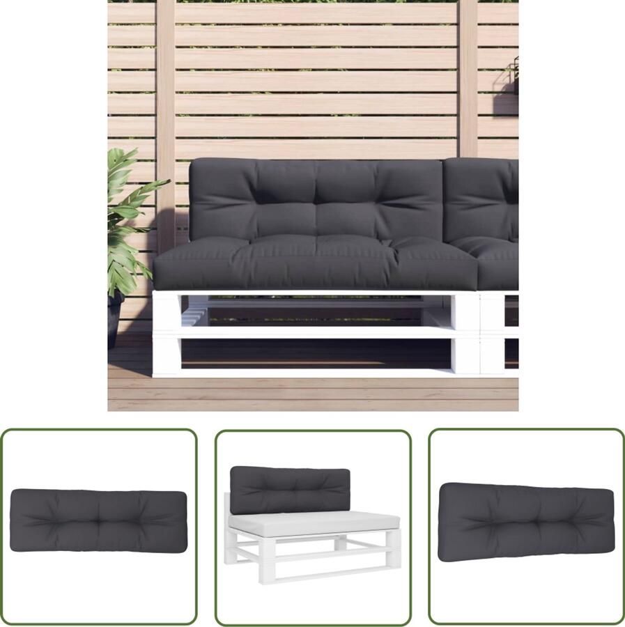 VidaXL Palletkussen 120x40x12 cm stof antracietkleurig Palletkussentjes Outdoor Kussens Balkon Kussens Tuinbank Kussens Lounge Kussens