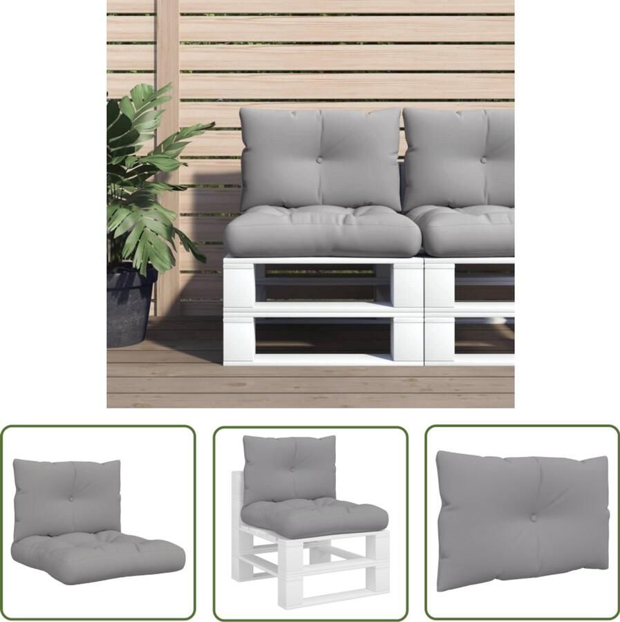 The Living Store Palletkussens 2 st stof grijs Paletkussens Outdoor Meubilair Tuinstoelen Balkondecoratie Loungebank