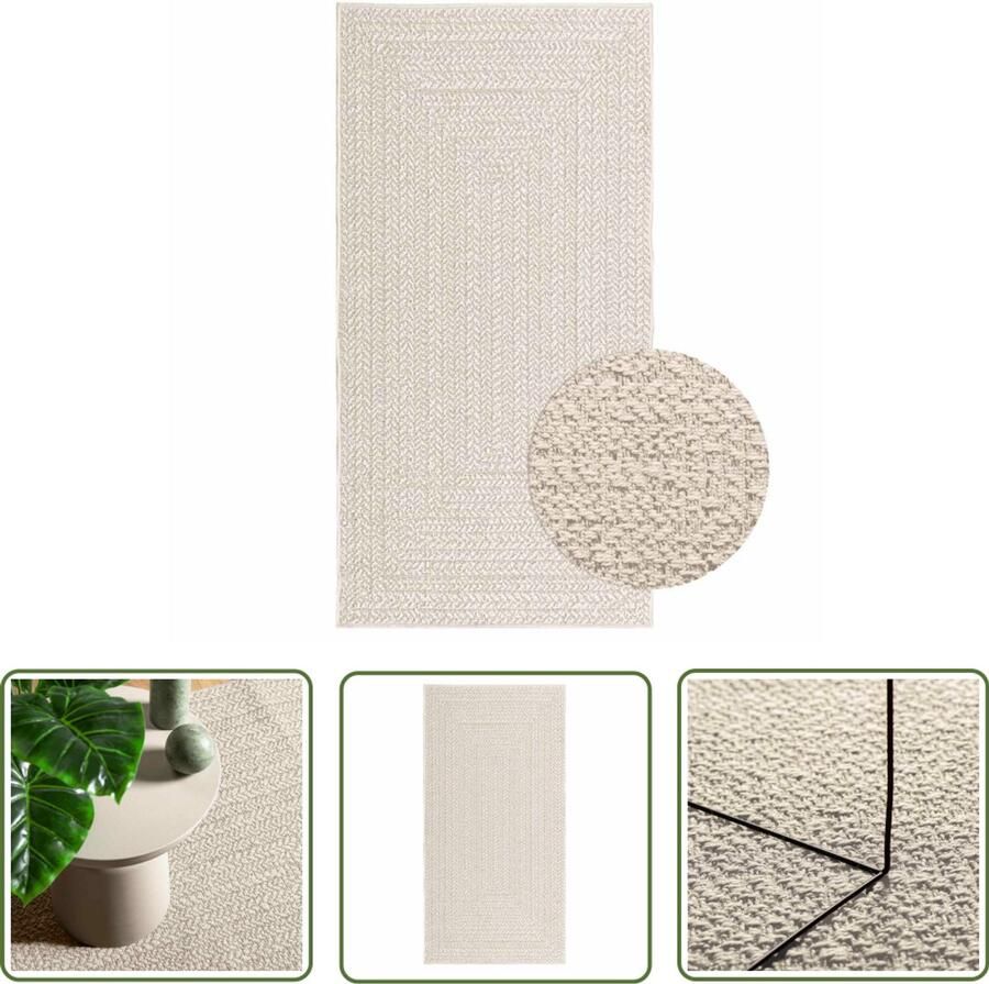 The Living Store Vloerkleed ZIZUR room binnen en buiten 80x150 cm jute look Vloerkleed Outdoor Tapijt Tuintapijt Patio Dekking Balkon Tapijt