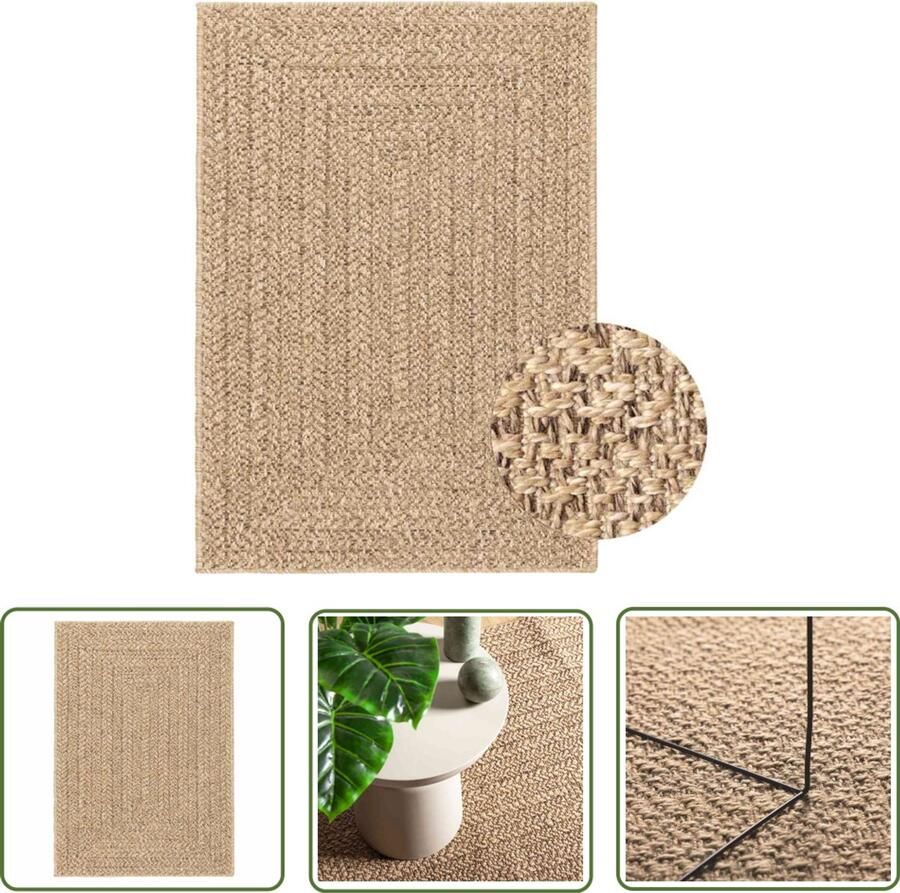 The Living Store Vloerkleed ZIZUR beige binnen en buiten 120x170 cm jute look Vloerkleed Outdoor Tapijten Terras Tapijt Balkon Tapijt Jute Look