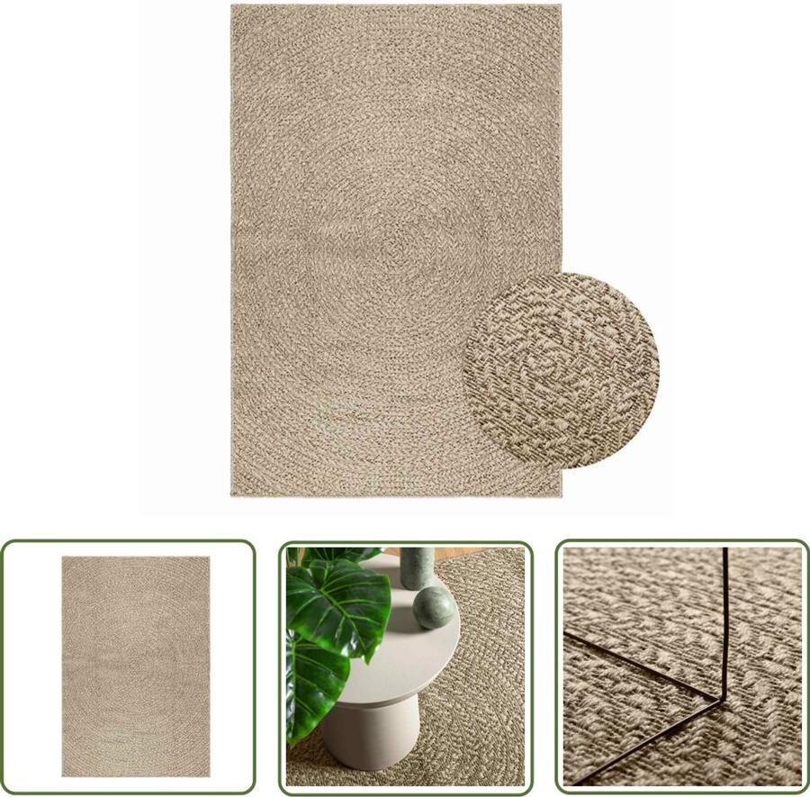 The Living Store Vloerkleed ZIZUR beige binnen en buiten 120x170 cm jute look Vloerkleed Outdoor Tapijten Tuintapijt Juten Look Beige Vloerkleed
