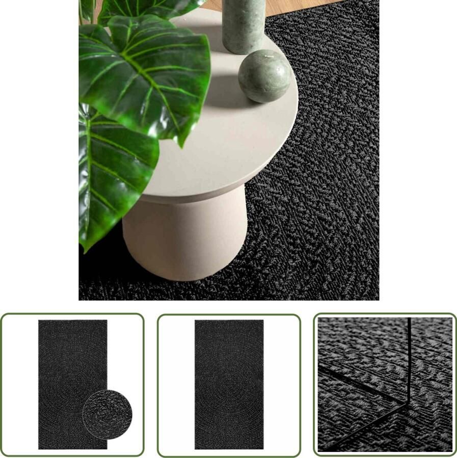 The Living Store Vloerkleed ZIZUR binnen en buiten 80x150 cm jute look antraciet Vloerkleed Outdoor Tapijten Tuintapijt Juten Look Antieke Vloeren