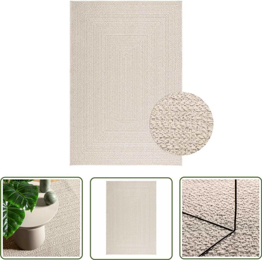 The Living Store Vloerkleed ZIZUR room binnen en buiten 140x200 cm jute look Vloerkleed Outdoor Tapijten Tuintapijt Patio Dekking Anti Slip Mat