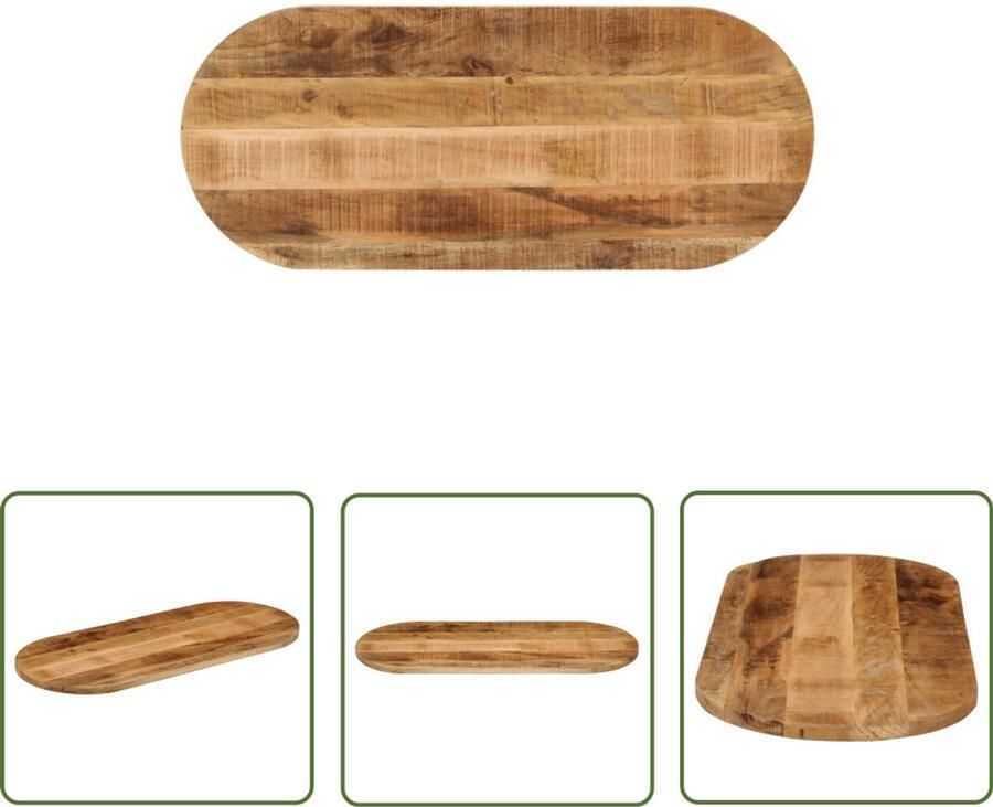 The Living Store Mangohout Tafelblad 140 x 50 x 2.5 cm Rustiek Design Mangohouten Tafelblad Oval Tafellaar Vintage Tafel Rustic Design Eetkamer Set
