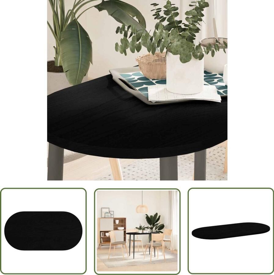 The Living Store Tafelblad 100x50x2 cm ovaal massief eikenhout donkerbruin Eikenhouten Tafelblad Ovale Tafel Salontafelblad Eetkamertafel Massief Eikenhout