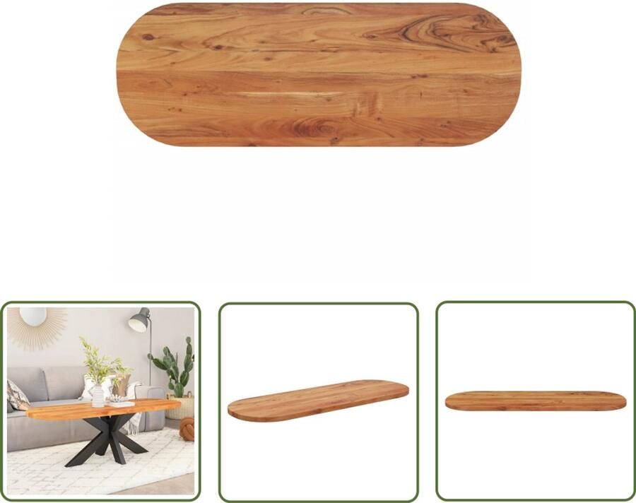 The Living Store Tafelblad ovaal 110x40x2 5 cm massief acaciahout Houten Tafelblad Ovale Tafel Eetkamertafel Acacia Hout Massief Hout
