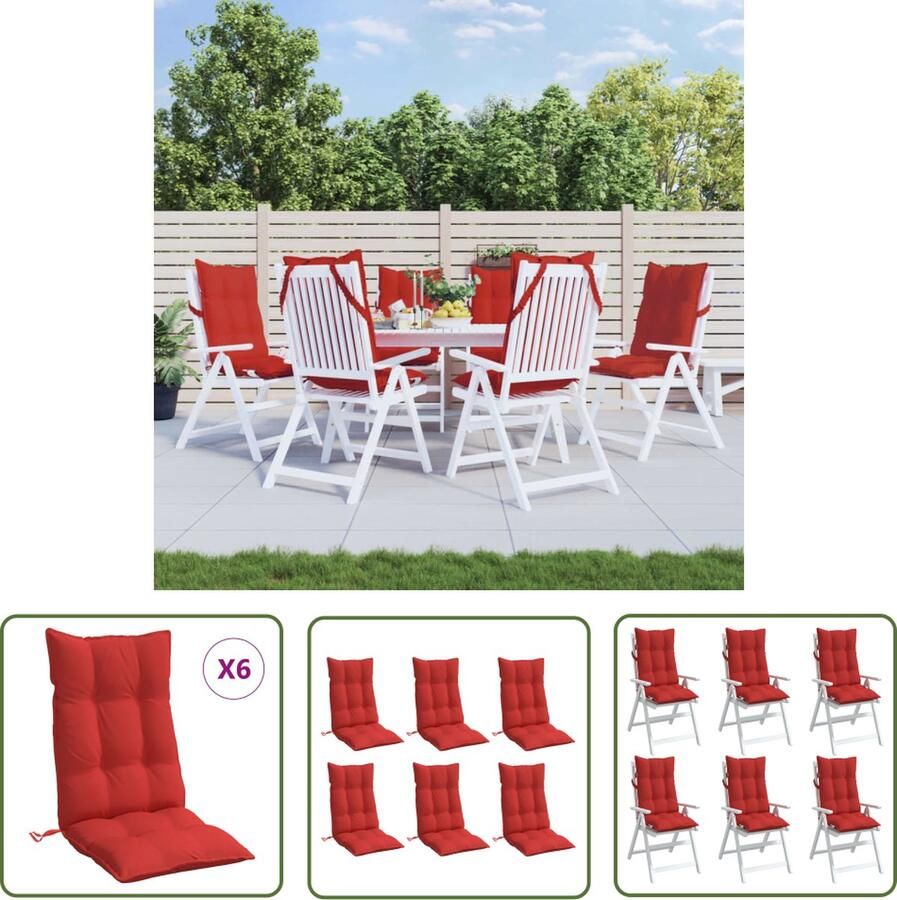 The Living Store Stoelkussens Oxford Rood 120x50x7 cm Waterafstotend Stoelkussens Oxford Stof Waterafstotend Zitcomfort Tuinmeubel