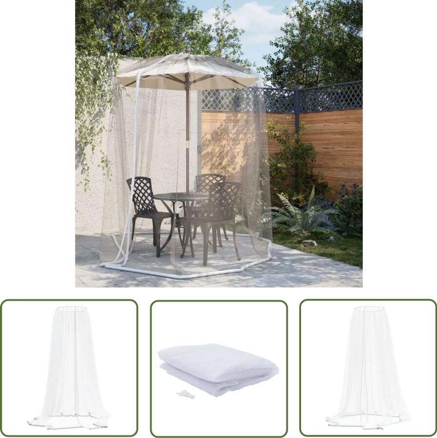 VidaXL Klamboe voor paraplu 220 gaas Φ330x250 cm wit Klamboe Parasol Insectenvrij Buitenshuis Zomer