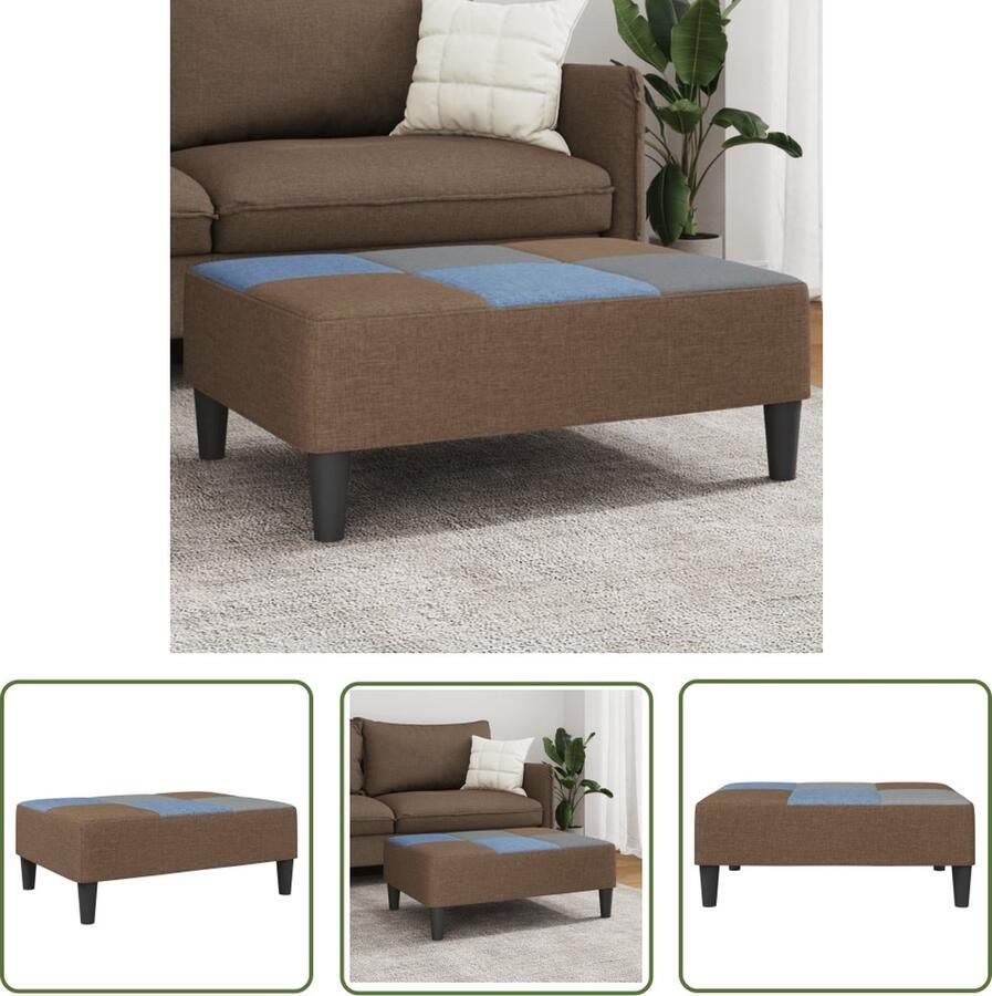 The Living Store Voetenbank patchwork 77x55x31 cm stof Voetenbank Voetenbankje Relaxstoel Stoel Multifunctionele Meubels
