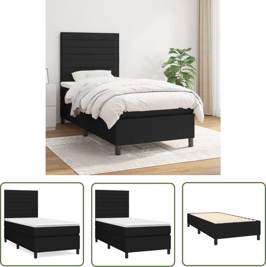 The Living Store Boxspring Bed Pocketvering Matras Middelharde Ondersteuning Huidvriendelijk Topmatras Zwart 193 x 90 x 118 128 cm Boxspring Bed Pocketveer Matras Middenhard Matras Boxspring Frame Zware Boxspring