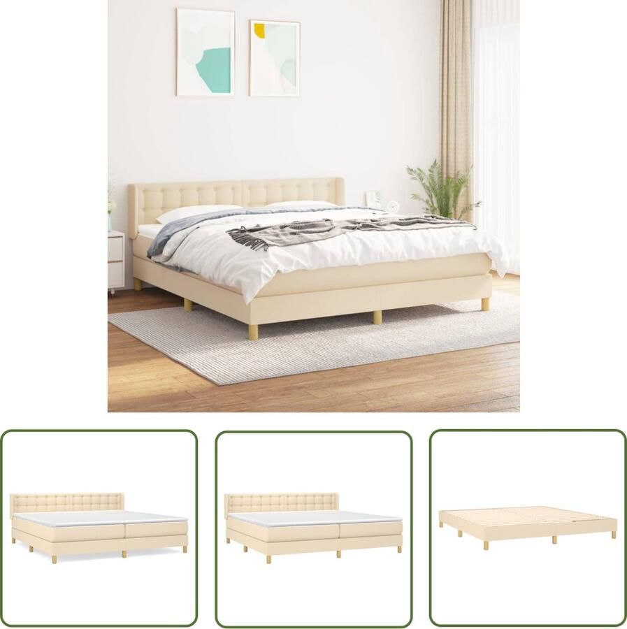 The Living Store Boxspringbed Pocketvering Matras Middelharde Ondersteuning Huidvriendelijk Topmatras 160 x 200 cm Boxspringbed Pocketveer Matras Middenhard Creme Kleur Tweepersoonsbed