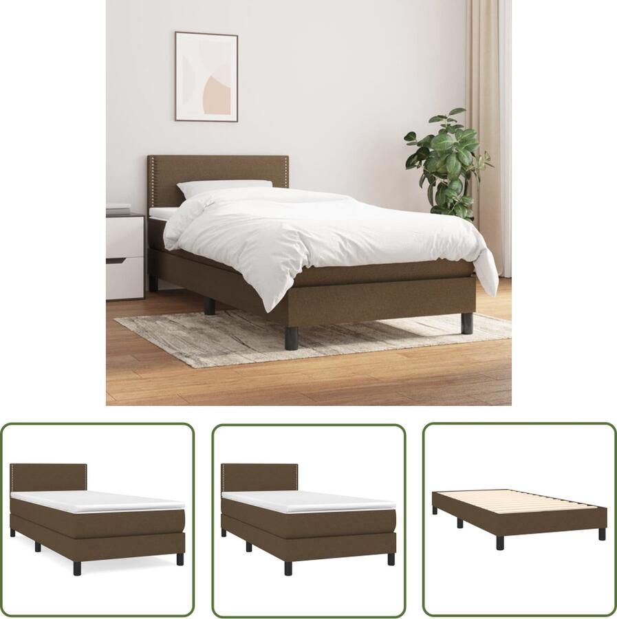 The Living Store Boxspringbed s Bed 203 x 100 x 118 128 cm Duurzaam materiaal Praktisch hoofdbord Comfortabele ondersteuning Pocketvering matras Middelharde ondersteuning Huidvriendelijk topmatras Multifunctioneel bankje - Foto 2