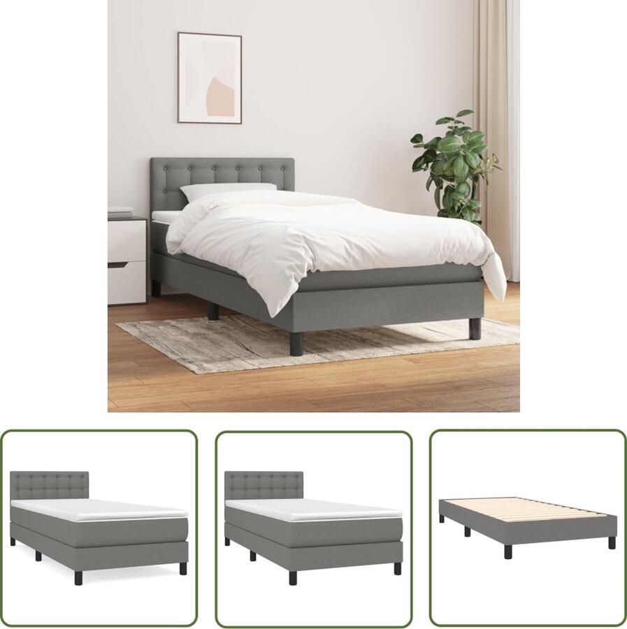 The Living Store Boxspringbed Pocketvering Middelhard Donkergrijs 203x80x78 88 cm Boxspringbed Pocketvering Donkere Kleuren Midden Hard Tweepersoonsbed