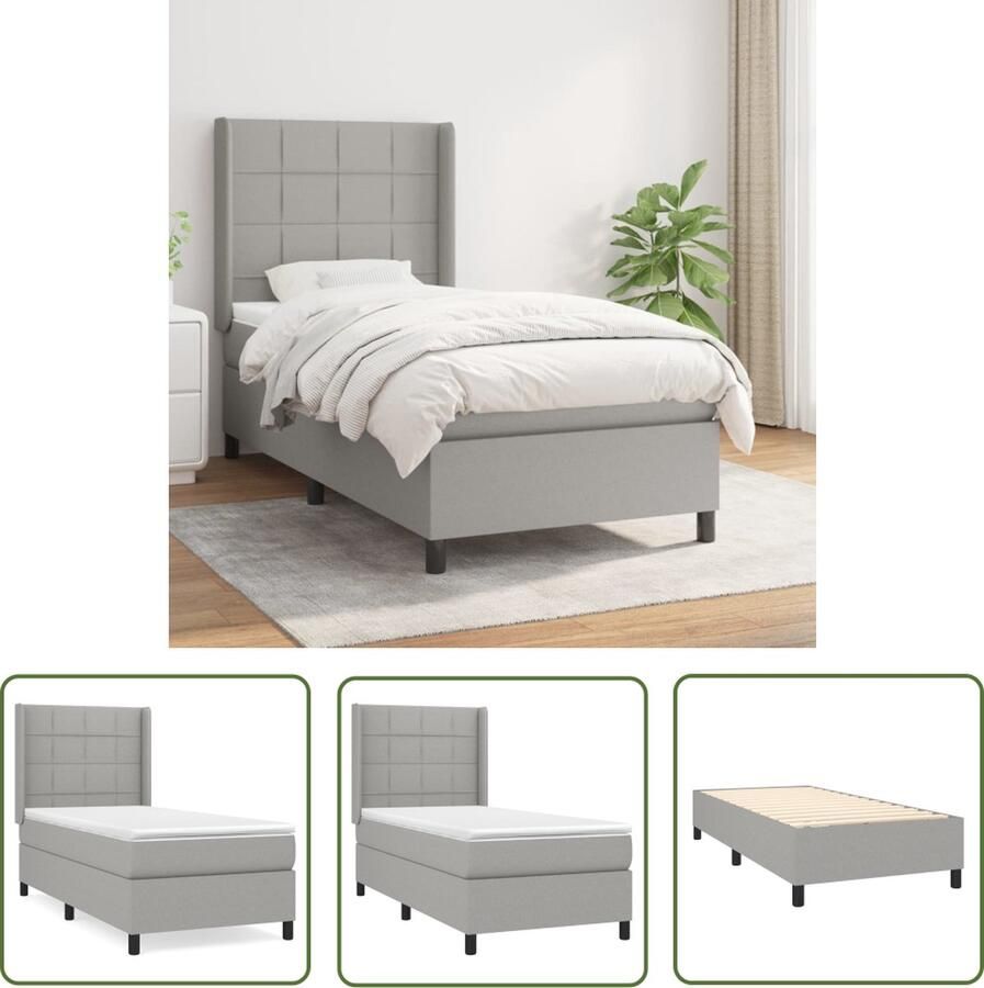 The Living Store Boxspringbed Pocketvering Lichtgrijs 80 x 200 cm Boxspringbed Pocketvering Grijs Bed Tweepersoons Bed King Size Bed