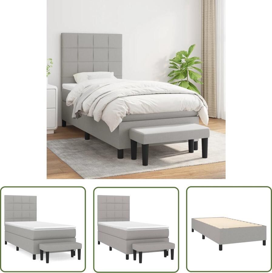 The Living Store Boxspringbed Pocketvering 80 x 200 cm Lichtgrijs Verstelbaar hoofdbord Boxspringbed Pocketvering Verstelbare Hoofdbord Licht Grijs Slaapcomfort - Foto 2