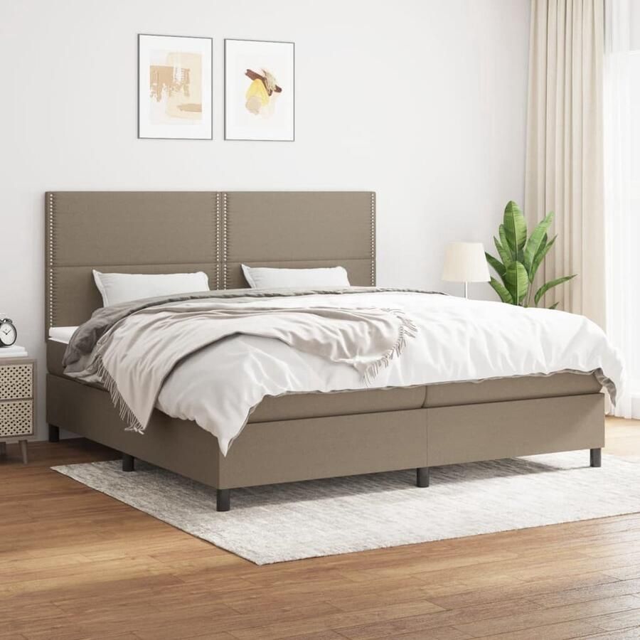 The Living Store Boxspringbed Pocketvering Middelharde ondersteuning Huidvriendelijk topmatras 203 x 200 x 118 128 cm Boxspringbed Pocketvering Middelhard Boxsprings Slaapkamer