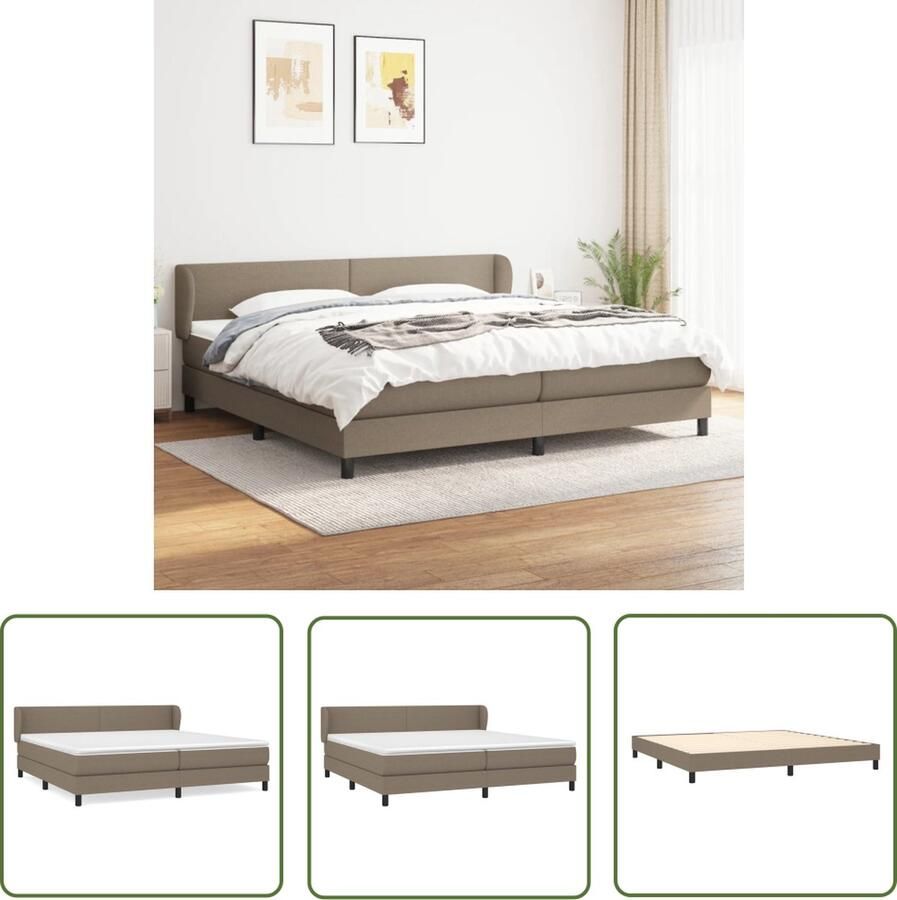 The Living Store Boxspringbed Pocketvering 203x203x78 88 cm Taupe Boxspringbed Pocketvering Tweepersoonsbed Taupe Boxspring