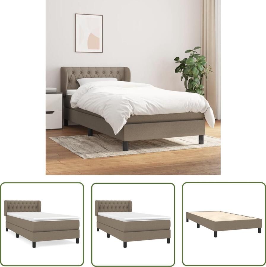 The Living Store Boxspringbed Pocketvering Middelharde ondersteuning 193 x 93 x 78 88 cm Taupe Boxspringbed Pocketvering Middelhard Boxspring Tweepersoonsbed