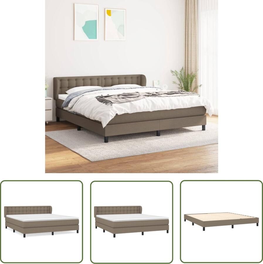 The Living Store Boxspringbed Pocketvering matras Middelharde ondersteuning Huidvriendelijk topmatras Taupe 203 x 163 x 78 88 cm Boxspringbed Pocketvering Matras Middelhard Matras Taupecouleur Slaapkamer Meubilair