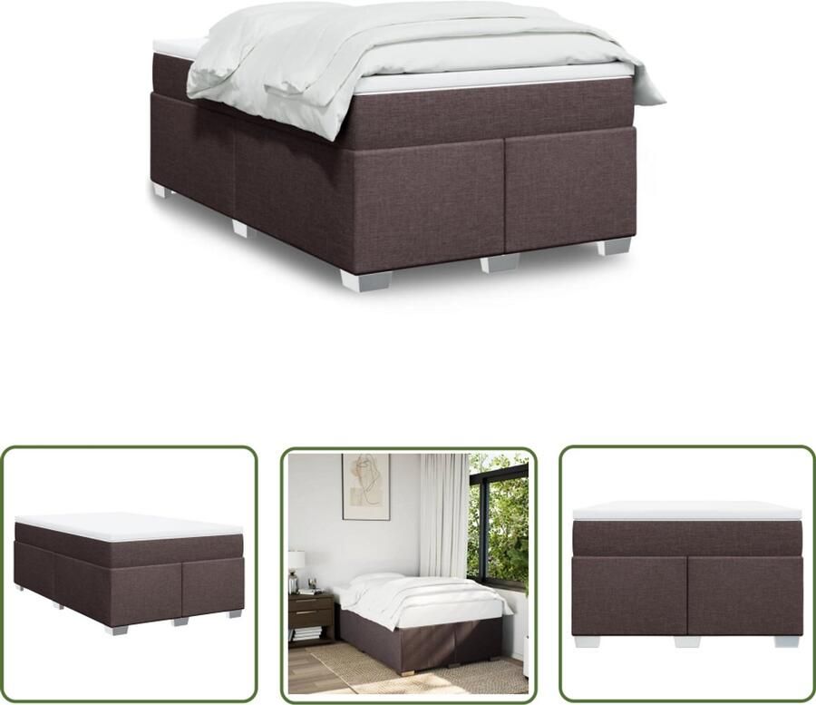 The Living Store Boxspring met matras stof donkerbruin 120x190 cm Boxspringbed Pocketveringmatras Donkere Bruine Bed Tweepersoonsbed Boxspring