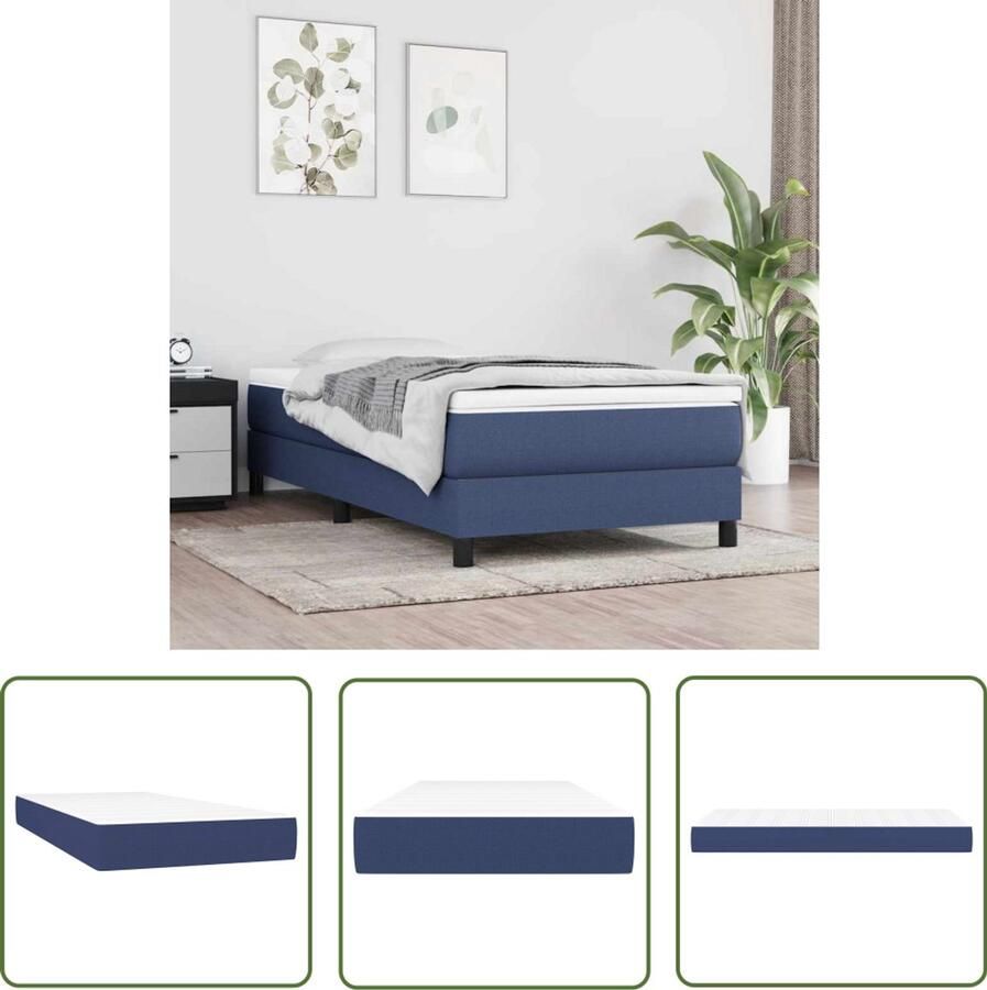 The Living Store Pocketveringmatras voor kinderen 80x160 cm stof blauw Kinderbeddengoed Pocketveringmatras Jeugdmatras Kidsbedding Juniorbed