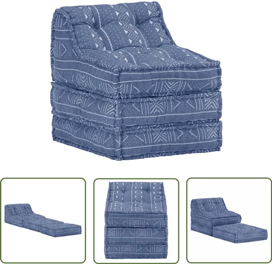 The Living Store Lounger Poef 60x70x76 cm Indigo Stof Loungebank Poef Zitmeubel Stoelen Lounge Meubels