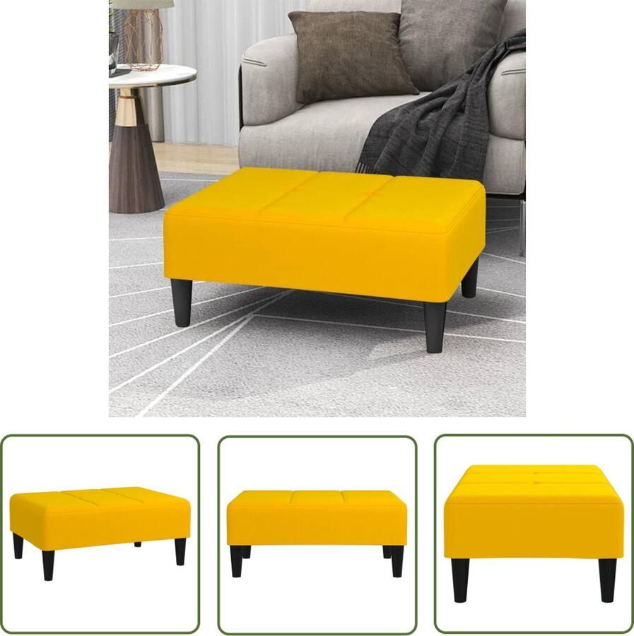 The Living Store Voetenbank 78 x 56 x 32 cm Fluweel Geel Voetbank Fluweel Bank Gele Bank Moderne Bank Lounge Meubilair - Foto 5