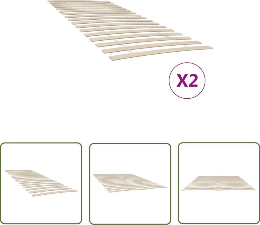 The Living Store Lattenbodem Massief populierenhout 200 x 90 cm 12 mm dikte Lattenbodem Populier Hout Bed Frame Slaapcomfort Tweepersoons Bed