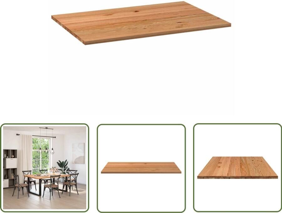 The Living Store Tafelblad rechthoekig 180x120x4 cm massief eikenhout lichtbruin Eikenhouten Tafelblad Rechte Tafel Eetkamertafel Salontafel Tafelblad Kopen