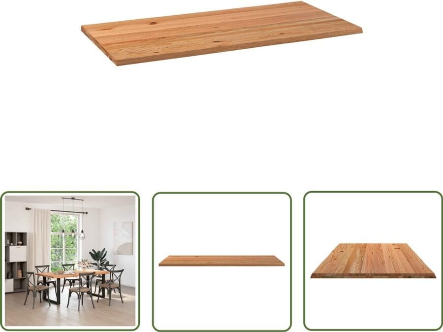 The Living Store Tafelblad rechthoekig 200x100x4 2 cm eikenhout lichtbruin Eikenhouten Tafelblad Rechte Tafel Eetkamertafel Salontafel Massief Eikenhout