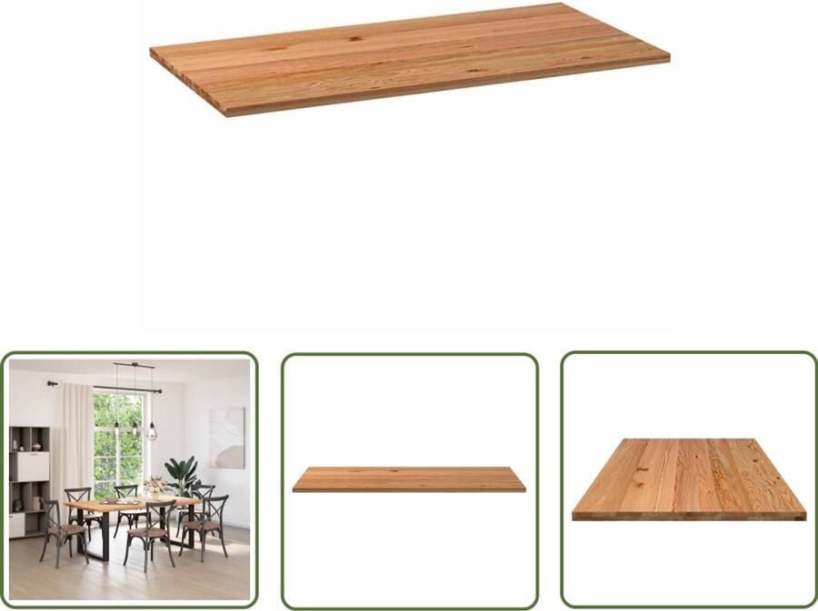 The Living Store Tafelblad rechthoekig 200x100x4 cm massief eikenhout lichtbruin Eikenhouten Tafelblad Rechte Tafel Eetkamertafel Tafelblad Kopen Grote Tafel