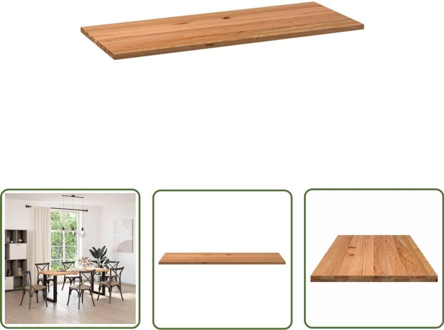 VidaXL Tafelblad Eikenhout 200x80x4 cm Lichtbruin Eikenhouten Tafelblad Rechte Tafel Eettafelblad Salontafelblad Massief Eikenhout